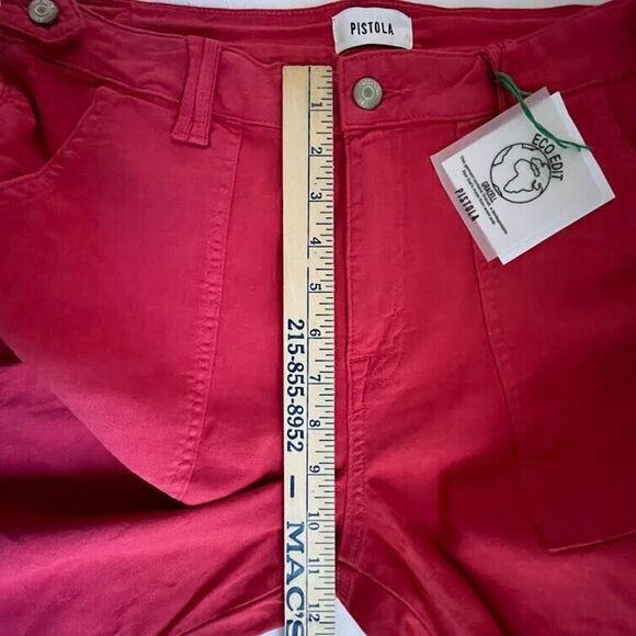 Pistola Womens Jeans Pink High Rise Utility Crop Straight Super Stretch Size 30 - Picture 14 of 16